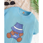 Teddy Bear Printed Short Set (Blue)