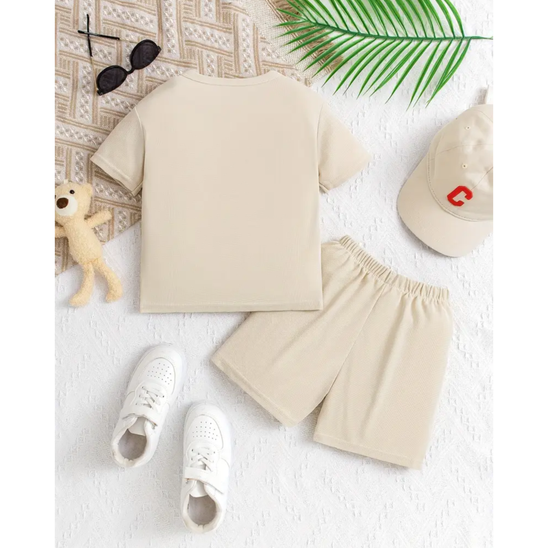 Teddy Bear Printed Short Set (Fawn)