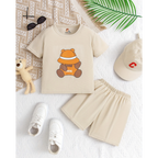 Teddy Bear Printed Short Set (Fawn)