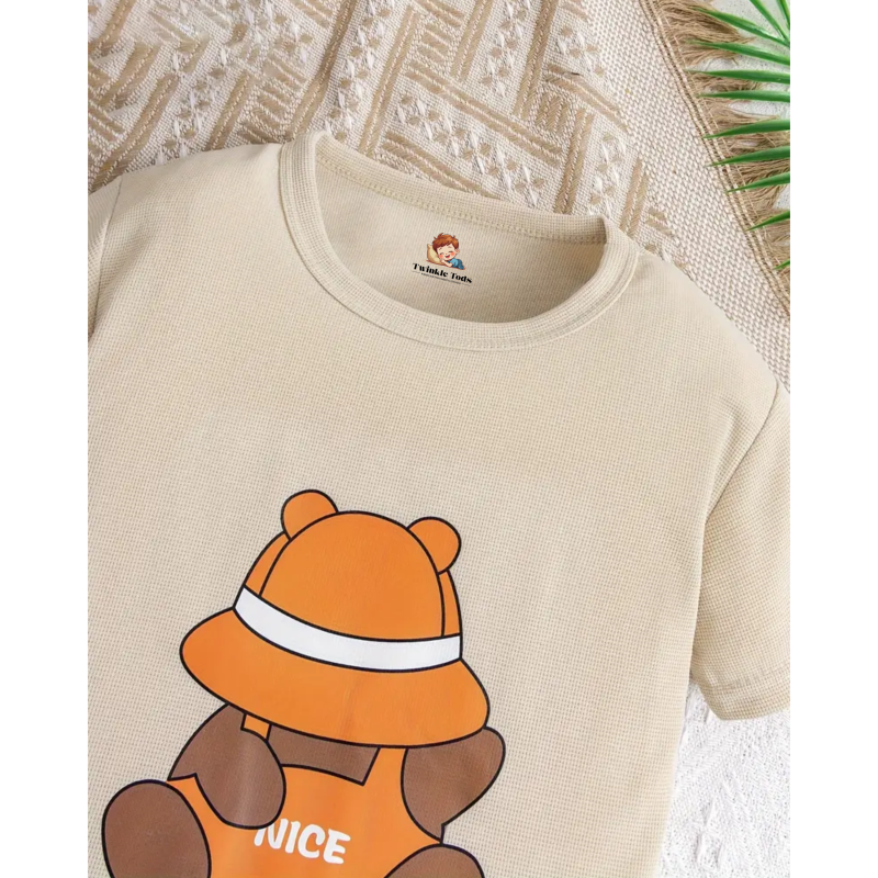 Teddy Bear Printed Short Set (Fawn)