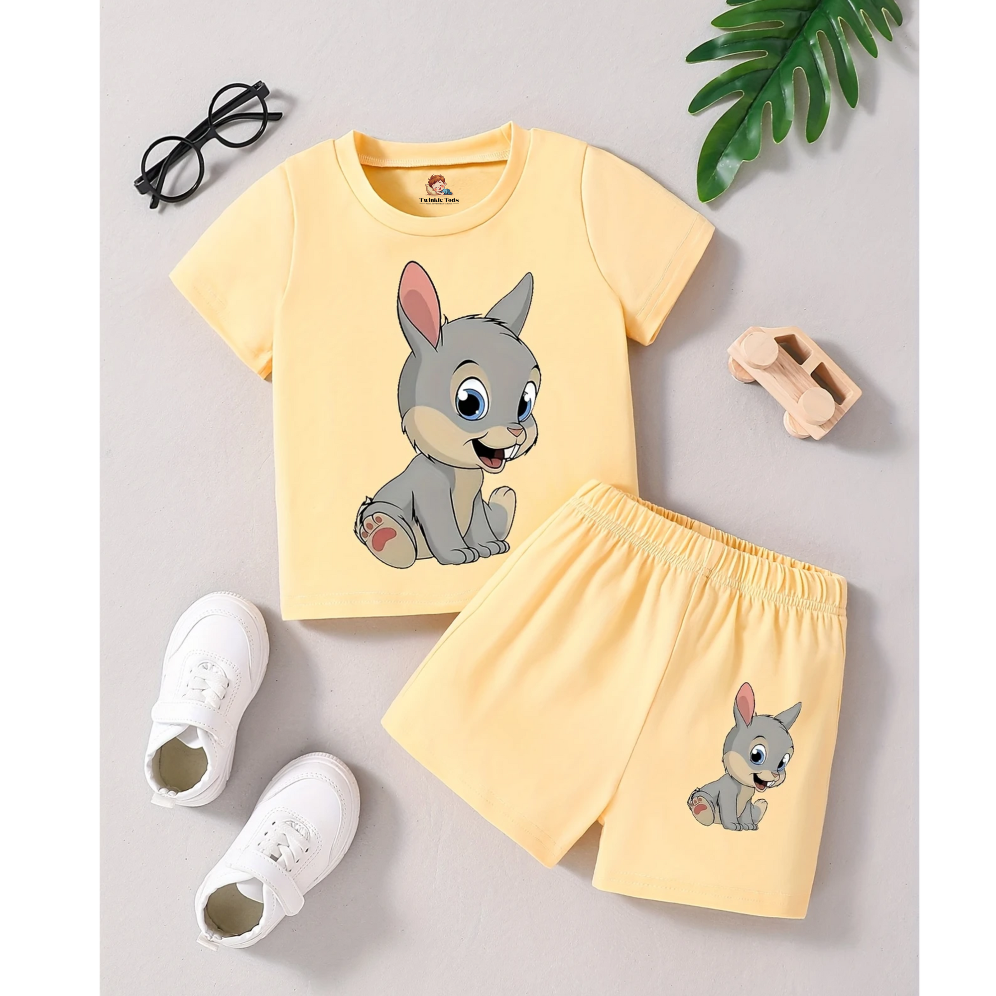 Rabbit Printed Short Set (Fawn)