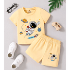 Astronaut Printed Short Set (Fawn )
