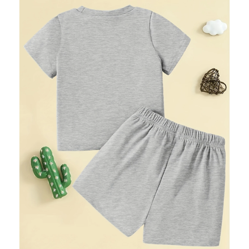 Little Cat Printed Short Set (Grey)
