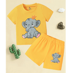 Elephant Printed Short Set (Yellow)