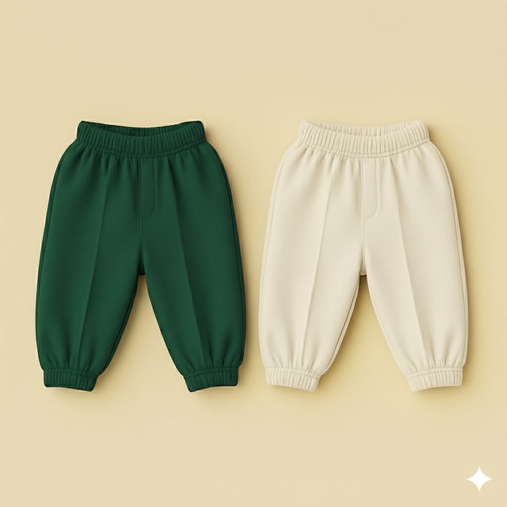 Pack Of 2 with knife pleats (Offwhite & Forest Green)