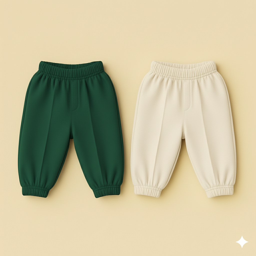 Pack Of 2 with knife pleats (Offwhite & Forest Green)
