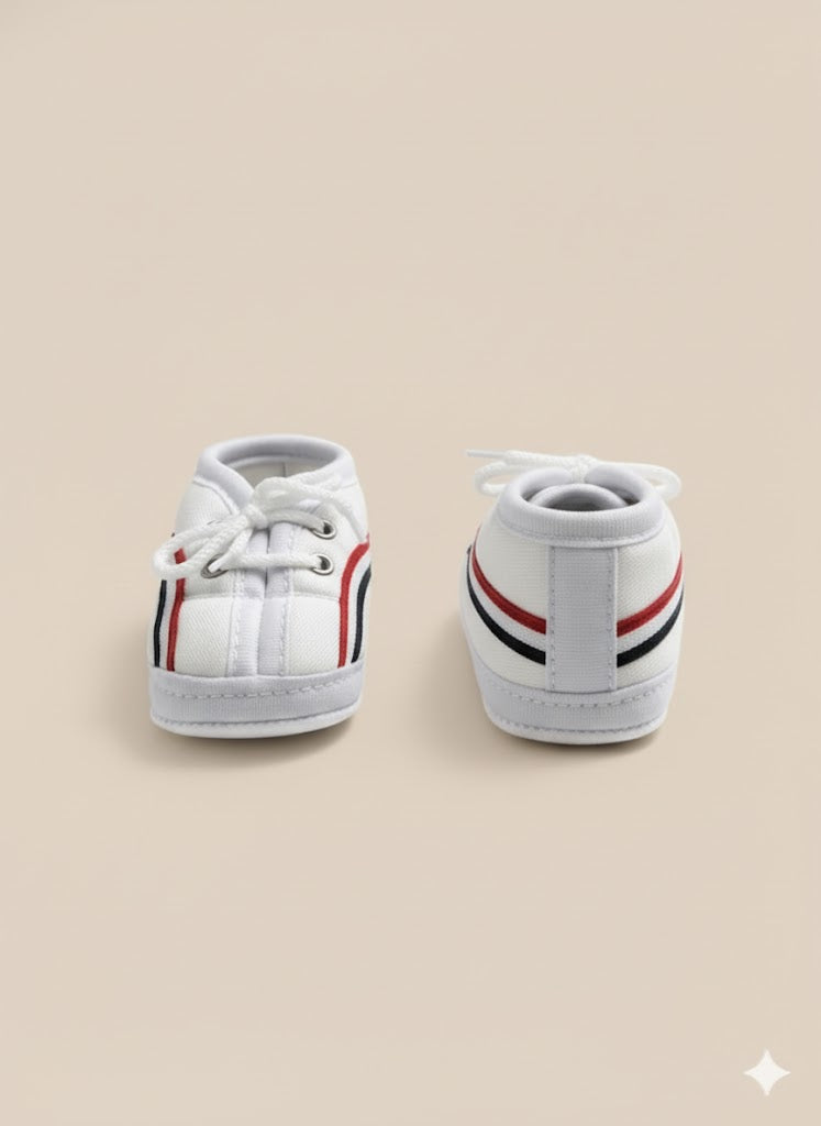 White And Red Canvas Shoes