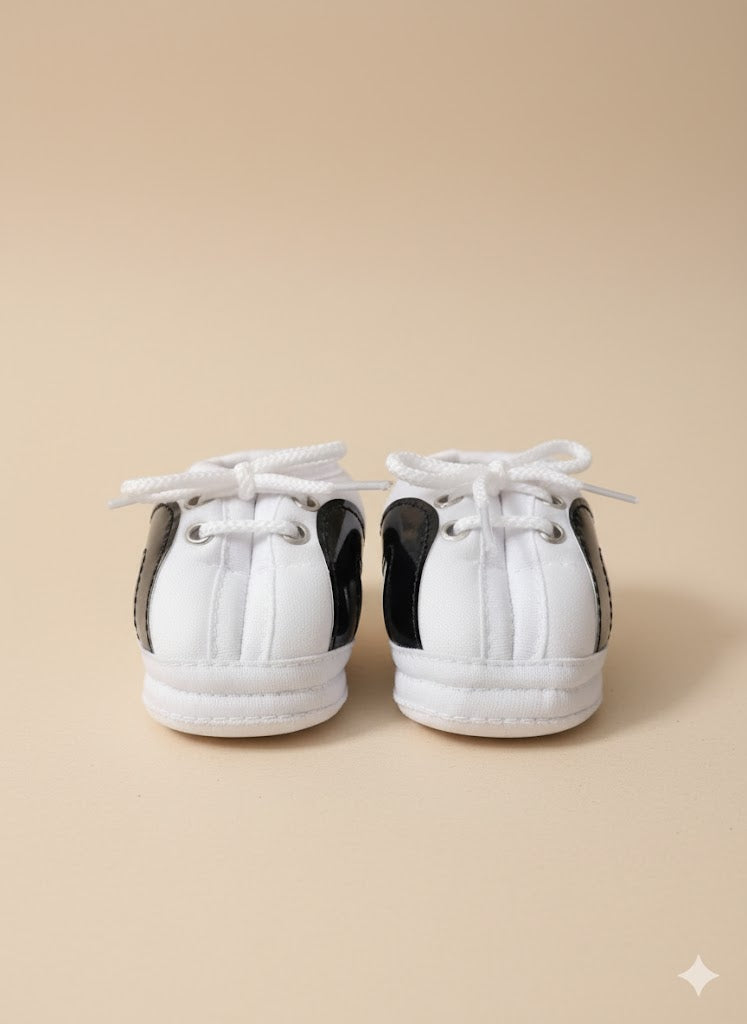 White and black Canvas Baby Sneakers