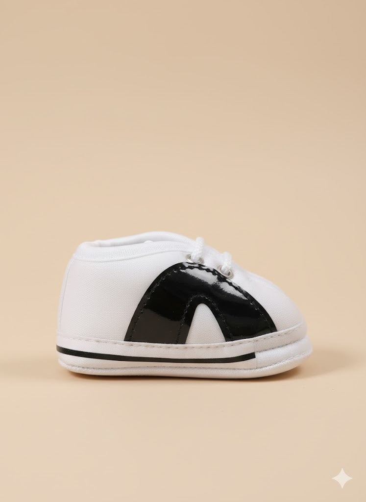 White and black Canvas Baby Sneakers