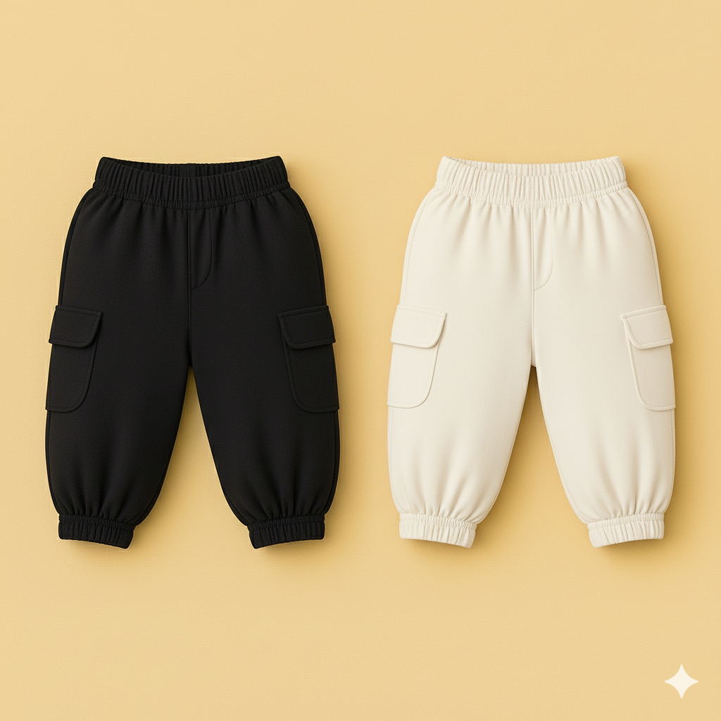 Pack Of 2 cargo pockets (Black & offwhite)