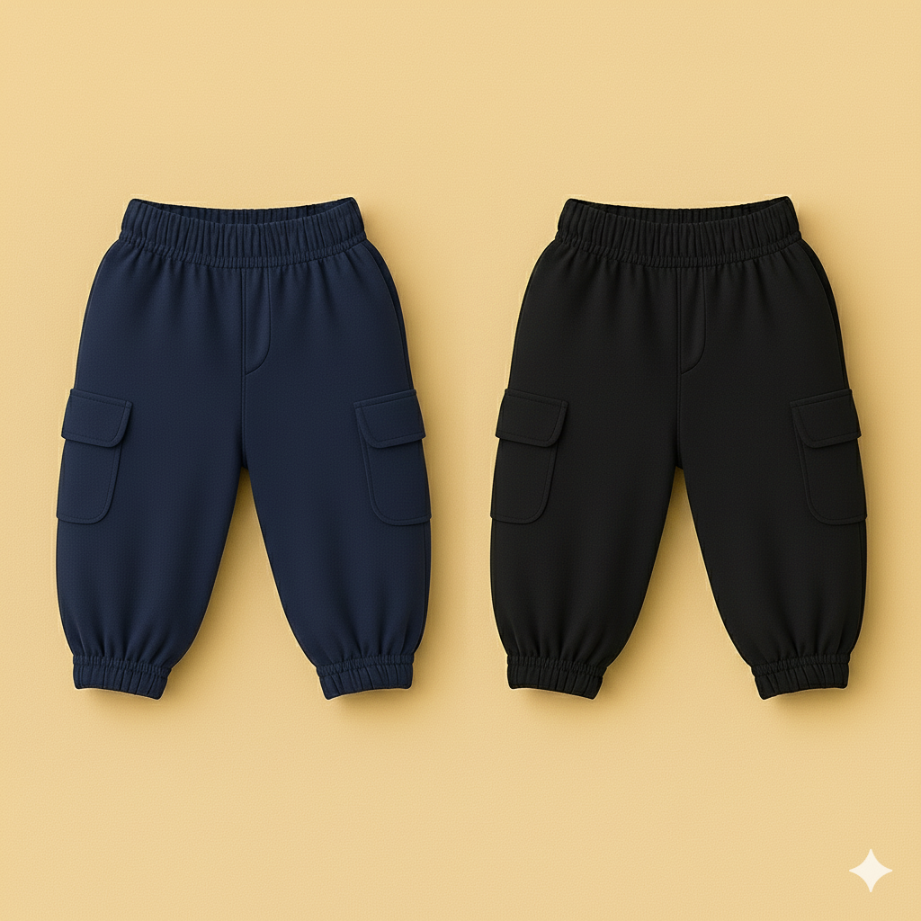 Pack Of 2 cargo pockets (Black & Navy)