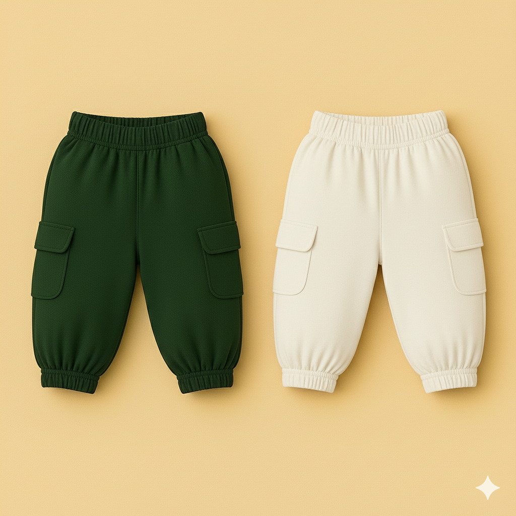 Pack Of 2 cargo pockets (Offwhite & Forestgreen)