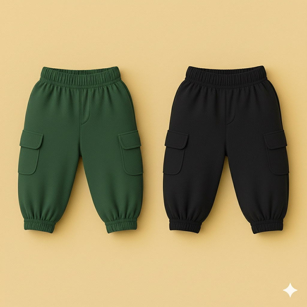 Pack Of 2 cargo pockets (Black & Forestgreen)