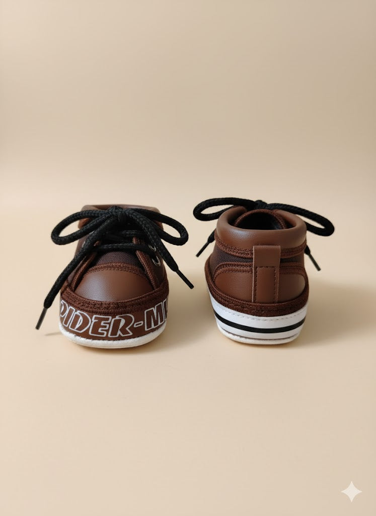 Classic Brown High-Top Baby Sneakers