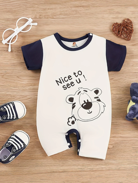 "Nice to See You" Print Romper – White
